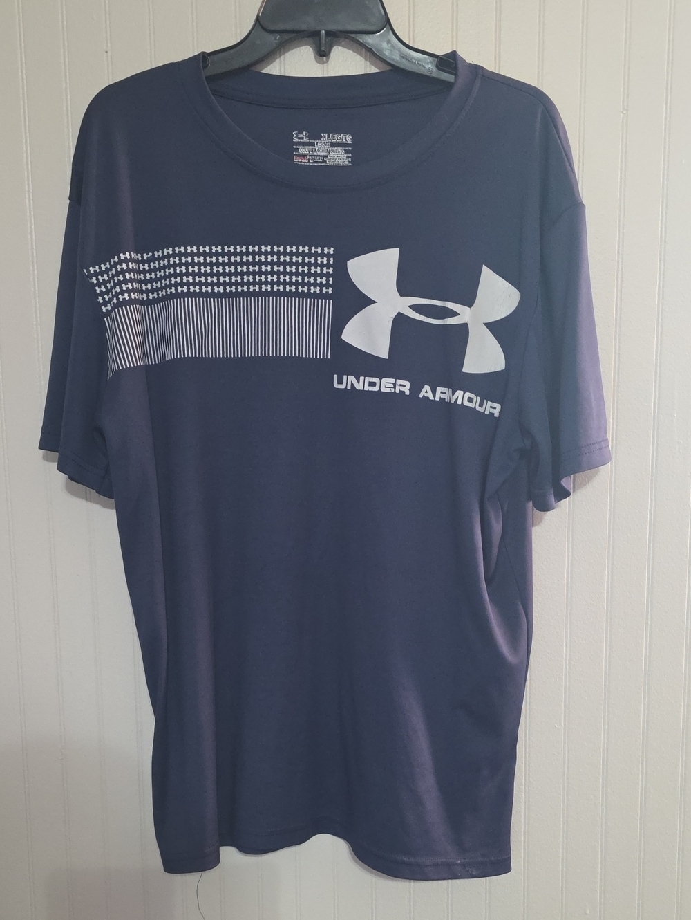 XL Under Armour Men’s Short Sleeve Tech Tee - Navy Blue with White Logo